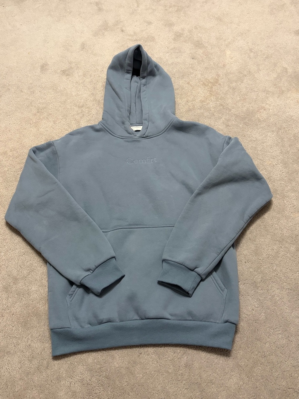 Unisex Comfrt Embroidered Blue Hoodie
